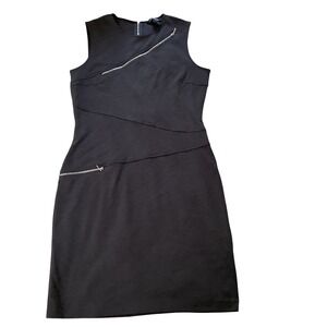 Sharagano Studio Womens Gray Sleeveless Zipper Accent Sheath Dress Size 10